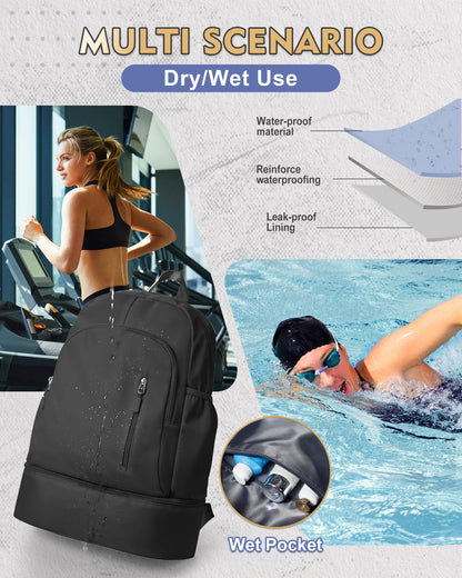VENATIN Gym Backpack for Women Men,Cheer bag,Lightweight Gym Bag with Shoe Compartment, Waterproof