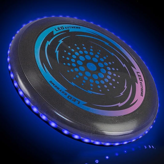 Toysery LED Light Up Fresbee - Glow in The Dark Fresbee for Kids and Adults, Flying Disc Adventure for Day and Night - Easy to Use Ideal for Camping Game