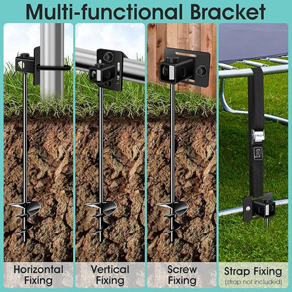 Ground Anchors Heavy Duty, Multi-Purpose Trampoline Anchors Stakes with 3" Wider Spiral Blades, Mobile Home Anchor for Trampoline, Storage Shed, Swing Sets, Carports(13"-4pcs)