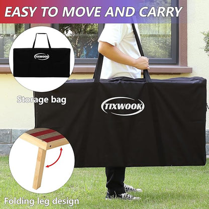 4 x 2 ft Solid Wood Cornhole Board Set with 8 Bean Bags and Carrying Bag, Premium Toss Game for Kids and Adults