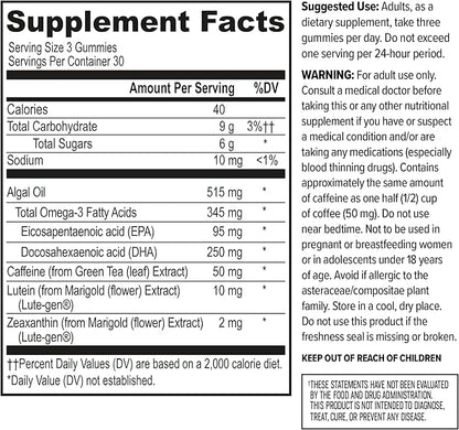 ONNIT Alpha Brain Neuro Focus Gummies - Vegan Gummies with Omega-3s, Lutein, Zeaxanthin & Caffeine - Brain, Eye & Focus Supplement for Men & Women?? Citrus Punch Flavor, 90 Count