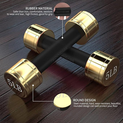 TECHNOAGE Round Dumbbell Sets with Steel Handle, Odorless Neoprene rubber Handle Cover