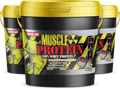 Muscle Protein Whey Powder [12 lbs/Pack of 1]??Cold Filtered, 25g Pure Protein, 6.6g BCAAs (Packaging May Vary) (12LB, Peanut Butter Chocolate)