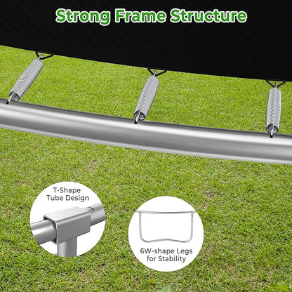 12FT 14FT Trampoline with Slide and Swings, ASTM Approved Outdoor Trampoline with Basketball Hoop and Ladder, Capacity for 5-7 Kids and Adults