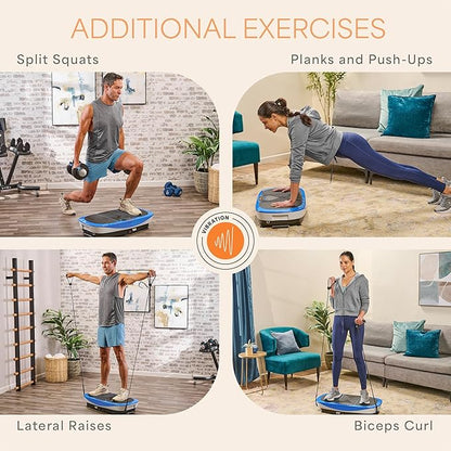 Lifepro Rumblex Max 4D Black Vibration Plate Exercise Machine with Loop Resistance Bands for Home Fitness Shaping Training Recovery Tone & Strength