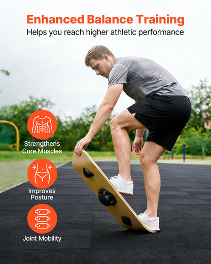 VEVOR Balance Board, Wobble Board Trainer for Adults 3-Level Adjustable Base, Premium Wooden