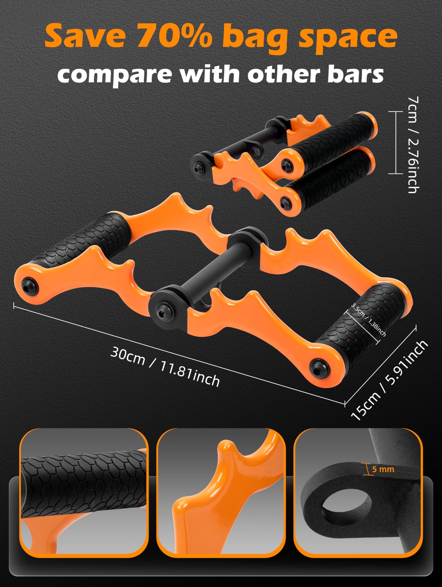 Lovind V Bar Landmine Attachment T Bar Handle for Barbell Bars，Foldable V Bar Row Handle Double D