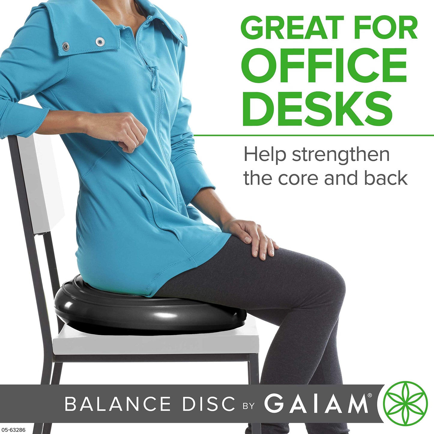 Gaiam Balance Disc Wobble Cushion, 16", Core Stability Seat (Black)