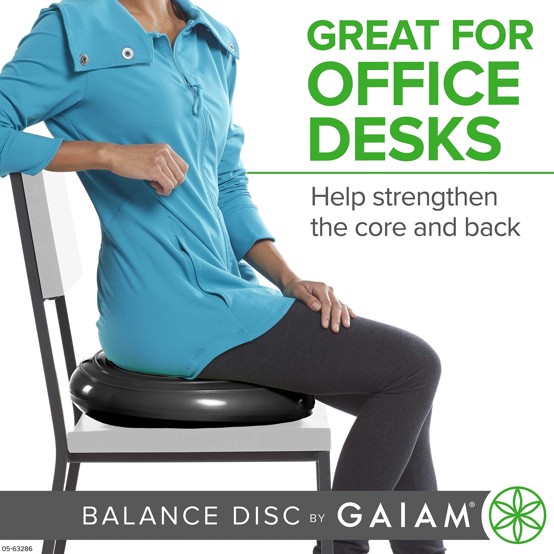 Gaiam Balance Disc Wobble Cushion, 16", Core Stability Seat (Black)