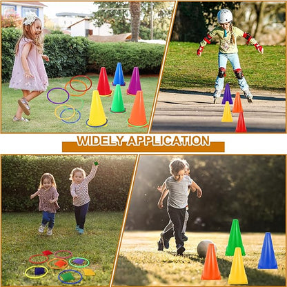 31PCS 3 in 1 Ring Toss Game Carnival Combo Set,Soft Plastic Cones Bean Bags Ring Toss Games,Carnival Games for Kids Adults Birthday Party Throwing Backyard Lawn Game Indoor Outdoor Games Supplies