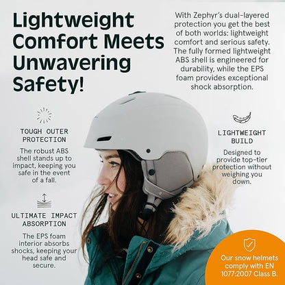 Retrospec Zephyr Ski Helmet - Snowboard Helmet for Adults & Youth - Adjustable Fit with Breathable Vents for Men, Women, Boys and Girls