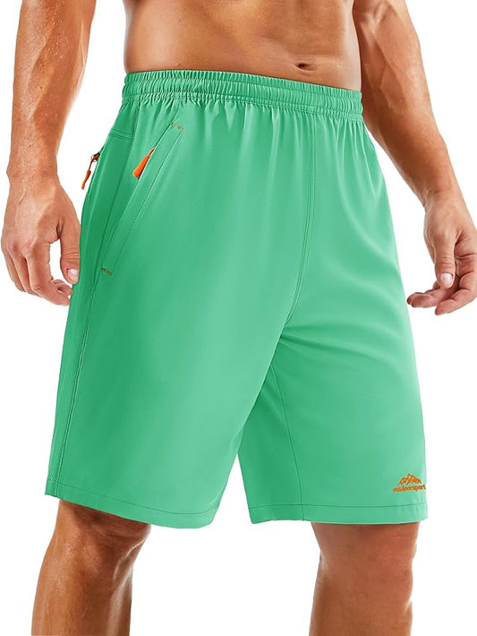 TACVASEN Men's Running Athletic Shorts 9" Quick Dry Workout Gym Shorts Lightweight Summer Shorts 3 Zipper Pockets