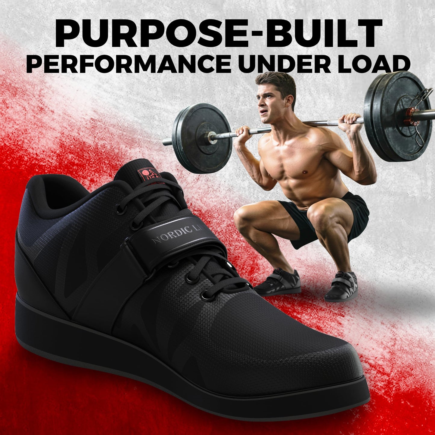 Nordic Lifting Squat Shoes for Men - Deadlift & Lifting Shoes MEGIN Black
