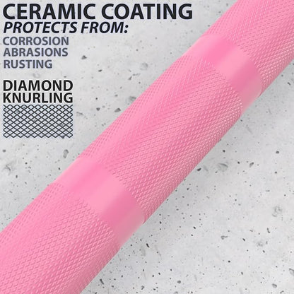 Synergee Games 15kg and 20kg Colored Ceramic Coated Barbells. Rated 1500lbs for Weightlifting and Powerlifting. Black, Red, Grey, Pink