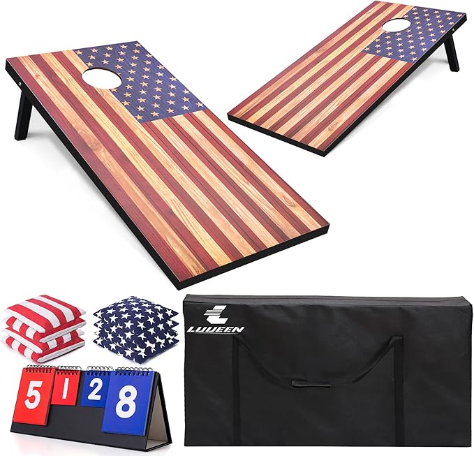 4x2 Ft Cornhole Boards Set, Premium Regulation Size Cornhole Boards with 8 All-Weather Bean Bags, Carrying Case and Scoreboard