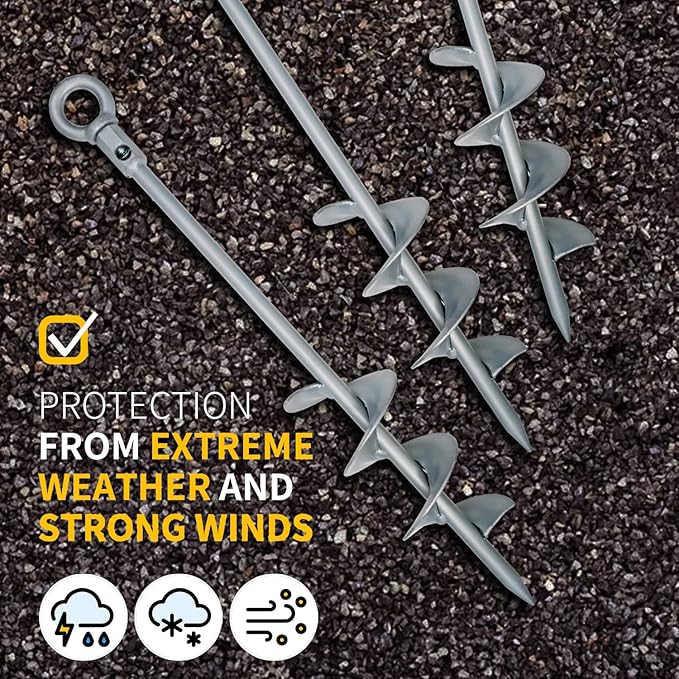 18 inch Ground Anchor Heavy Duty Earth Anchors Set Screw in for Mobile Home, Swing, Tent Trampoline Anchors Wind Resistant Tree Stakes and Supports with Drill Socket, 6 Pack