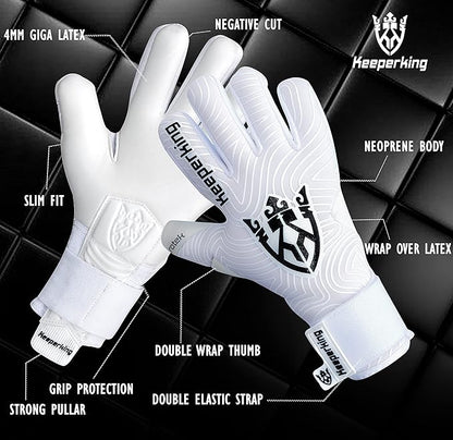 Professional Soccer Goalie Gloves Kids, Boys, Youth, Adult, Men- Football Goalkeeper Glove Strong grip palm protection Giga latex 4mm Double elastic Wrist with Negative cut, Slim(Size 6-11)
