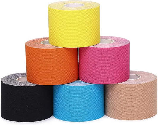 Kinesiology Tape 6 Rolls, Waterproof Kinetic Tape Muscle Tape for Injured Muscle Recovery & Joints