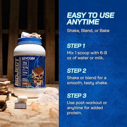 Evogen Isoject - Whey Protein Isolate | Ultra-Pure Whey Protein Powder with Ignitor Enzymes, BCAAs, and EAAs | Enhanced Absorption & Recovery | S'Mores | 25 Servings