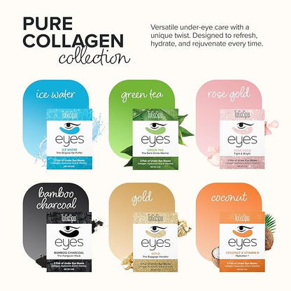 ToGoSpa, Bamboo Charcoal Under Eye Repair Mask, Collagen Under Eye Patches, Enriched With Ale Vera, Hyaluronic Acid, Lightens Skin Tone And Soothes Redness And Puffiness, Pack Of 6