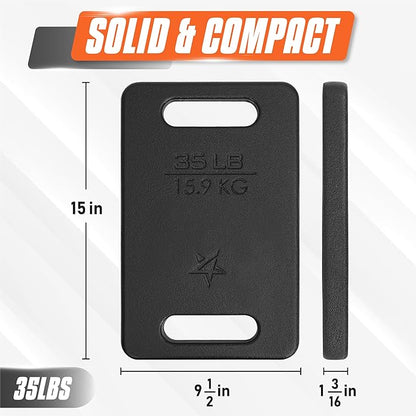Yes4All Ruck Weight Plate, Cast Iron Rucking Plates with Wide Grip for Swings, Squat, Strength, Weighted Vest Training - Multiple Rucking Weights: 10LB to 45LB