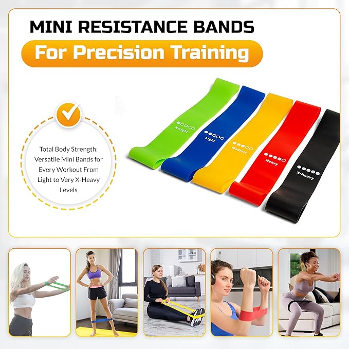 Heavy Duty Fitness Set - 5 Resistance Bands (Max 520 lbs Combined), 4 Hand Grippers (300 lbs), Mini Bands (Low to Very High), Foam Roller, Jump Rope - Ultimate All-in-One Workout Kit