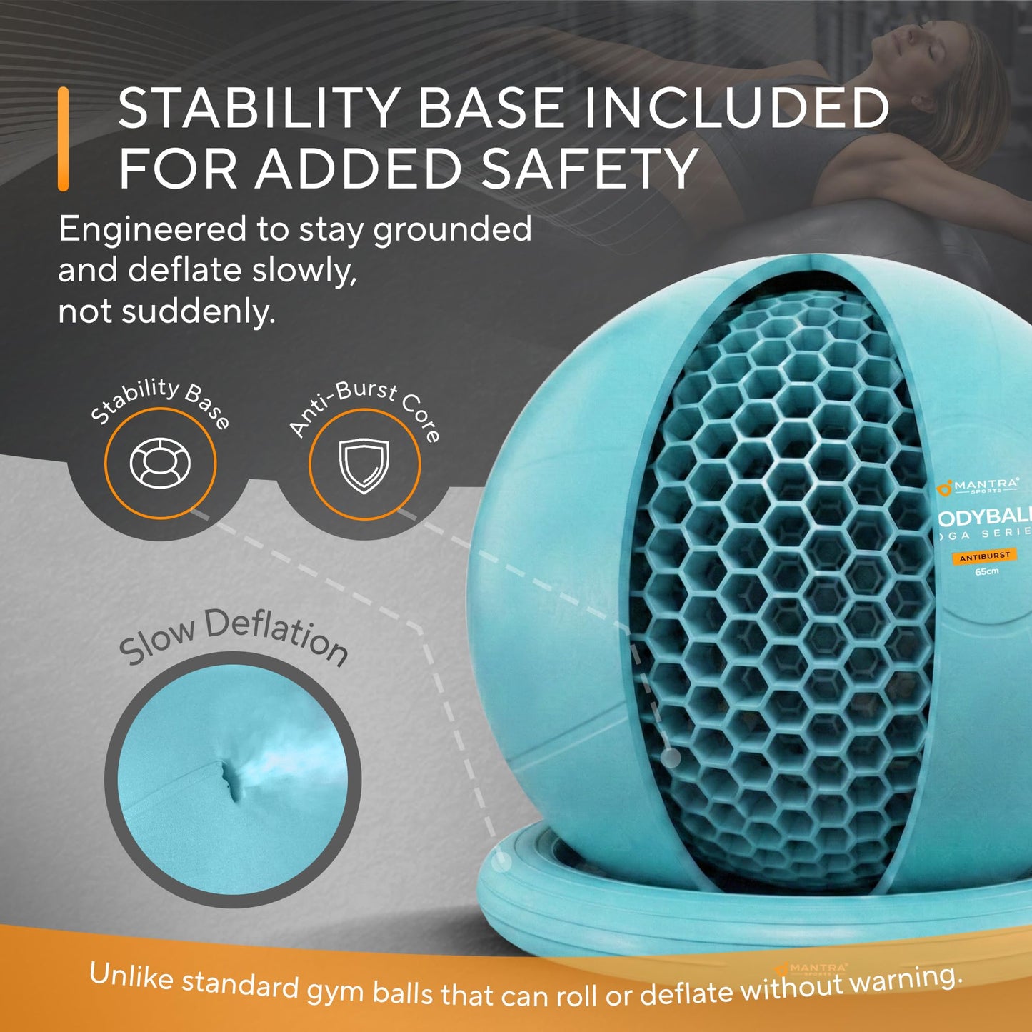 MANTRA SPORTS Yoga Ball Chair - Stability Ball and Exercise with Base for Office Desk Sitting