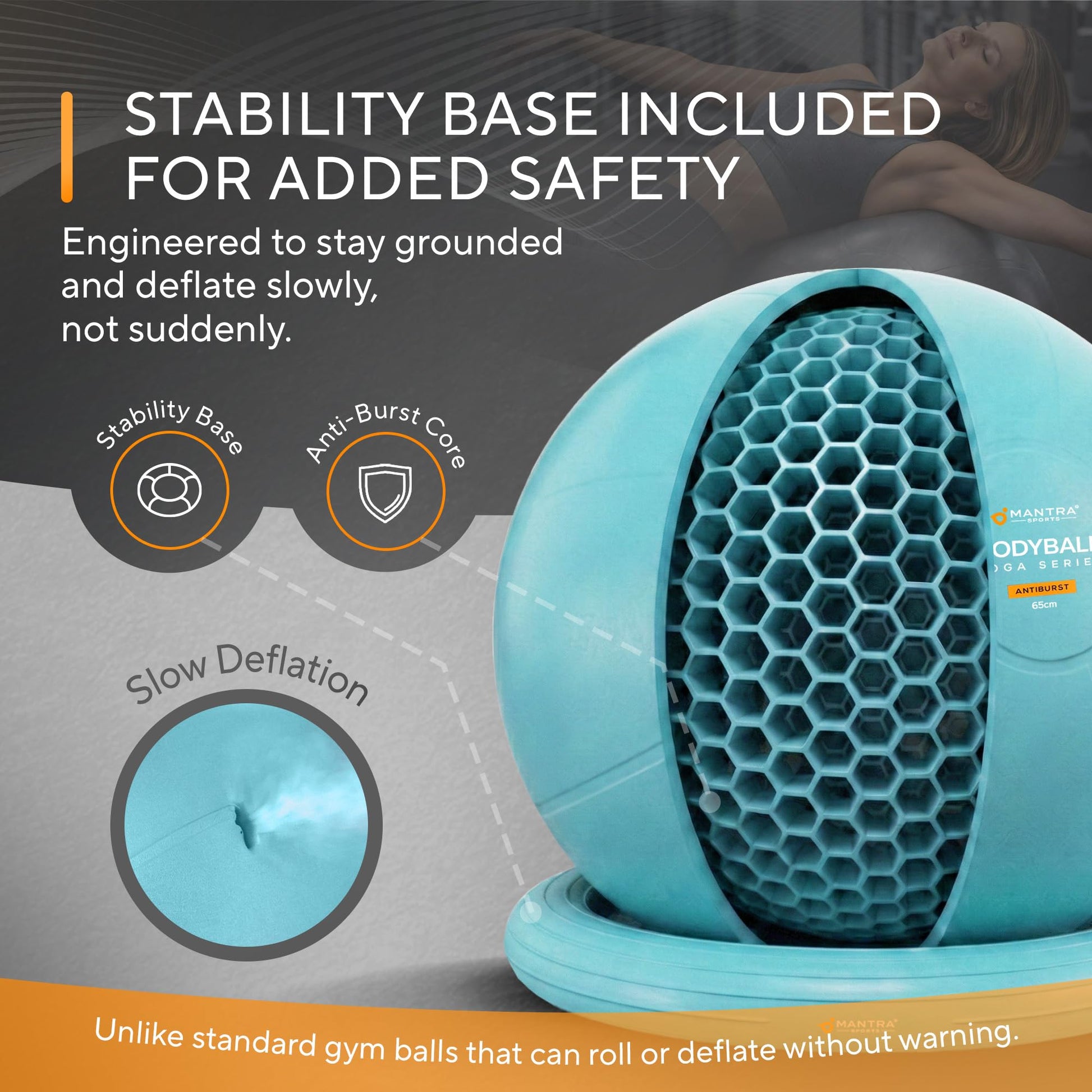 MANTRA SPORTS Yoga Ball Chair - Stability Ball and Exercise with Base for Office Desk Sitting