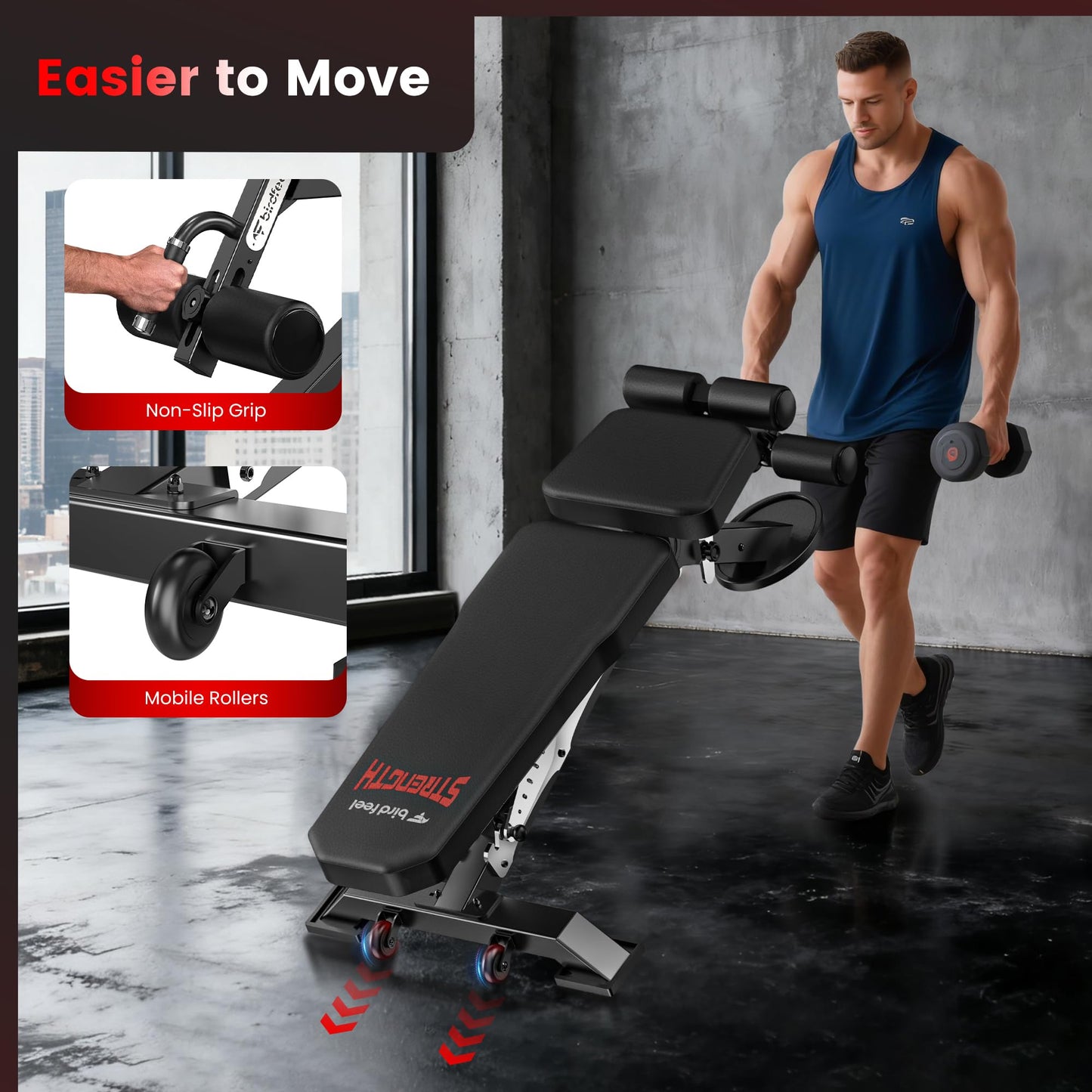 Adjustable Weight Bench, 1800LBS Heavy Duty Workout Bench for Home Gym