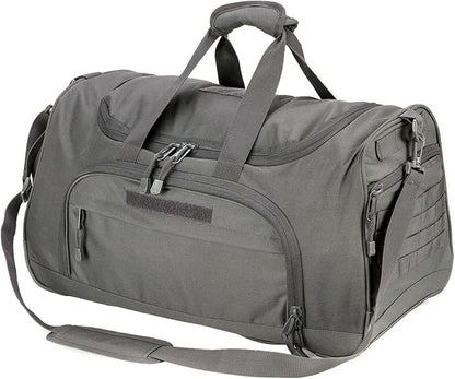 Gym Bag for Women & Men Tactical Duffle Military Weekender Work Out Lightweight Waterproof Sports Tote Shoe Pocket Gray