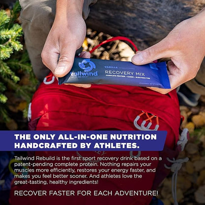 Tailwind Nutrition Recovery Mix, 20 Grams Complete Protein, Carbohydrates, and Electrolytes Powder Drink Mix for Post-Workout, Free of Gluten, Soy, and Dairy, Vegan, 12 Servings, Vanilla