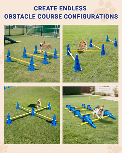 Lupar Dog Agility Course Backyard Set, Dog Agility Hurdle Cone Set with Height Adjustable Crossbar