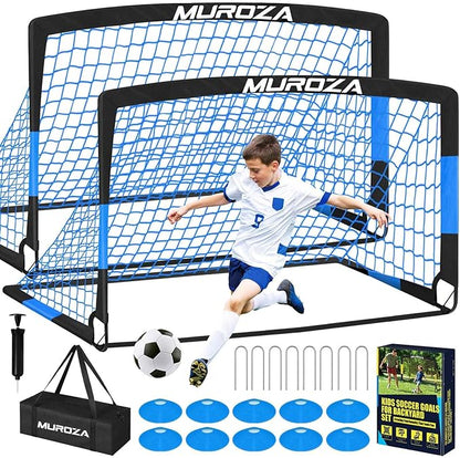 Soccer Goal, Kids Soccer Goals for Backyard Set, 2 Pack of Portable Pop Up Soccer Net with Soccer Ball, Cones, Complete Training Equipment for Youth, Toddler Outdoor Sports Games