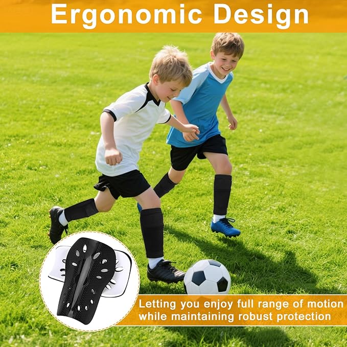 2 Pairs Shin Guards Soccer for Kids,Shin Pads Extra Lightweight Breathable Slide in Shin Guard for Football Training Match Outdoor Activities Protective Slip-in Shin Guards for Boys Girls