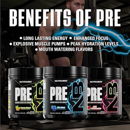 NutraBio Preworkout Powder, Blue Razz| Explosive Energy, Laser Focus, Extreme Pumps| Pre Workout for Men & Women| Performance, Endurance, Power Complex, Caffeine, Electrolytes