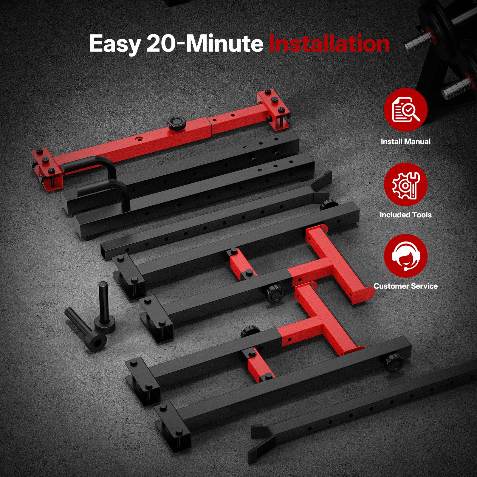 PASYOU Adjustable Squat Power Rack for Home Gym, Total 1200 LBS