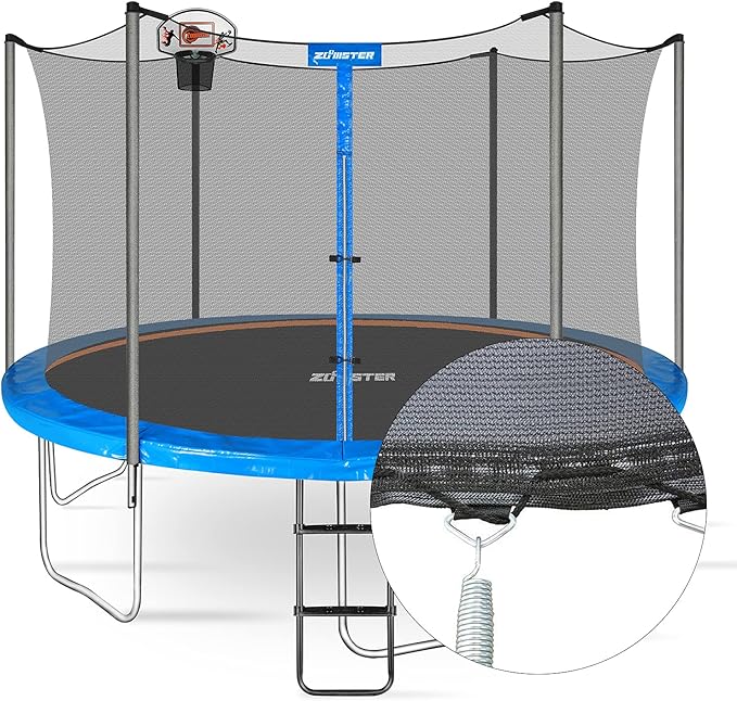 Trampoline Replacement Safety Enclosure Net for 6 Straight Poles Round Frame Trampolines, Breathable and Weather-Resistant Trampoline Net with Adjustable Straps (Net Only)