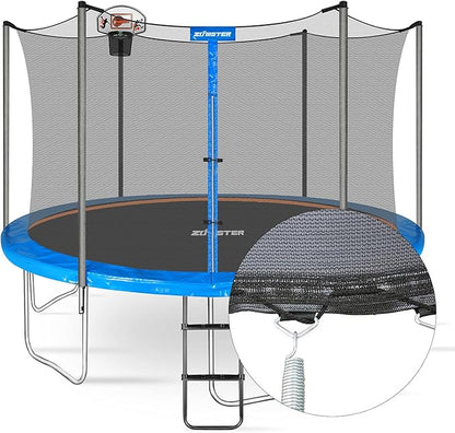 Trampoline Replacement Safety Enclosure Net for 6 Straight Poles Round Frame Trampolines, Breathable and Weather-Resistant Trampoline Net with Adjustable Straps (Net Only)