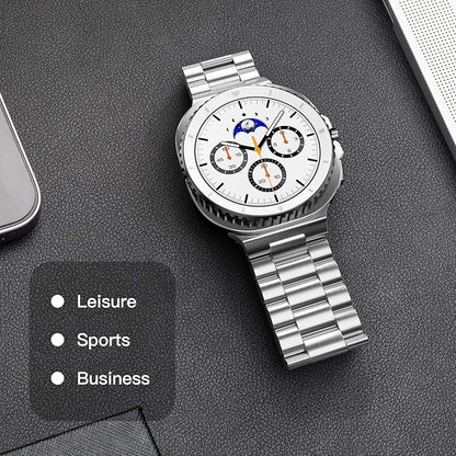 Compatible with Samsung Galaxy Watch 8 Band 40mm 44mm Galaxy Watch 8 Classic 46mm 2025, No Gap Business Stainless Steel Metal Band Strap for Galaxy Watch 8 Men Women, Black