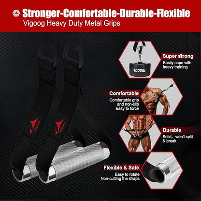 Heavy Duty Metal Workout Handles，Replacement Grip Attachments for Cable Machines, Resistance Bands, LAT Pulldown, Strength Exercise Home Gym & Commercial Fitness Equipment