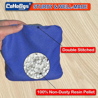 CoHoBgs Corn Hole Bags Set 8, Professional Cornhole Bags Dual-Sided Slick & Stick Resin Filled Suede and Duck Canvas Bean Bag for Cornhole Game Includes Carry Case