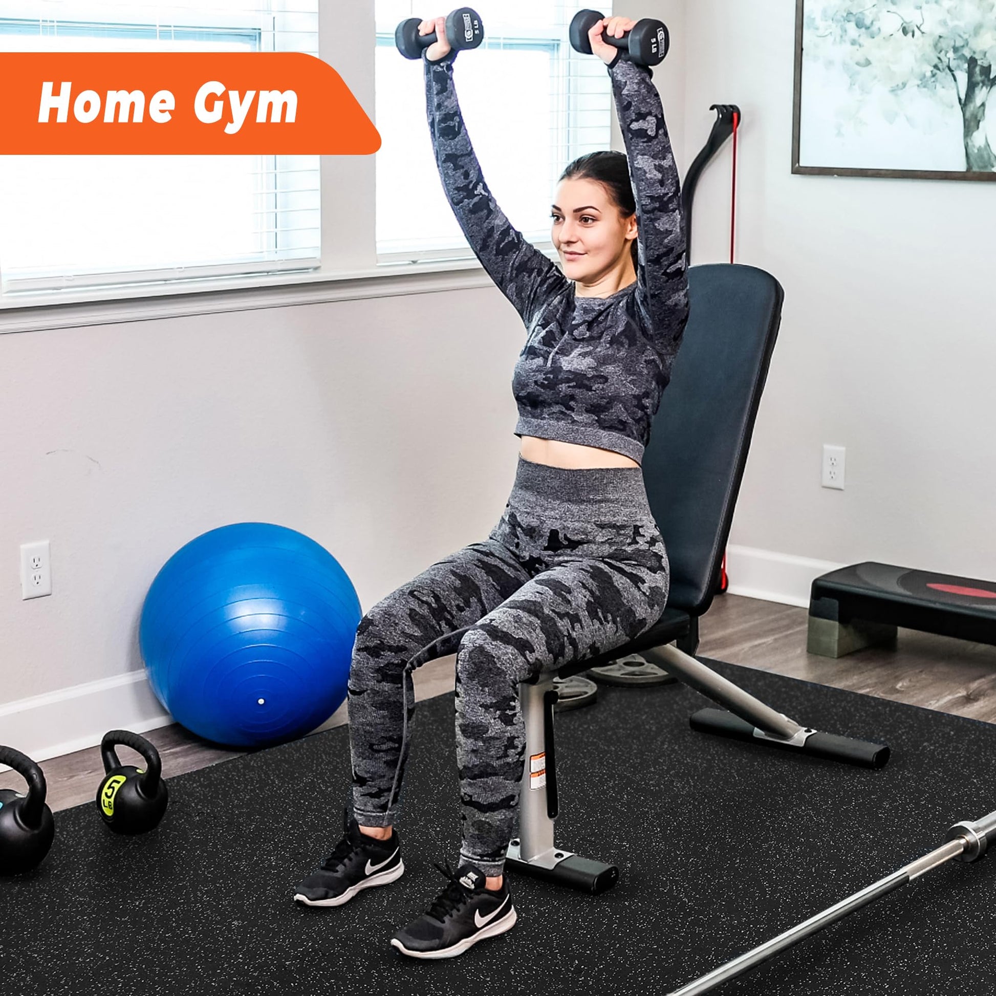 SUPERJARE 0.4'' Thick 24 Pcs 96 Sq Ft Rubber Top Exercise Equipment Mats, High Density EVA Foam