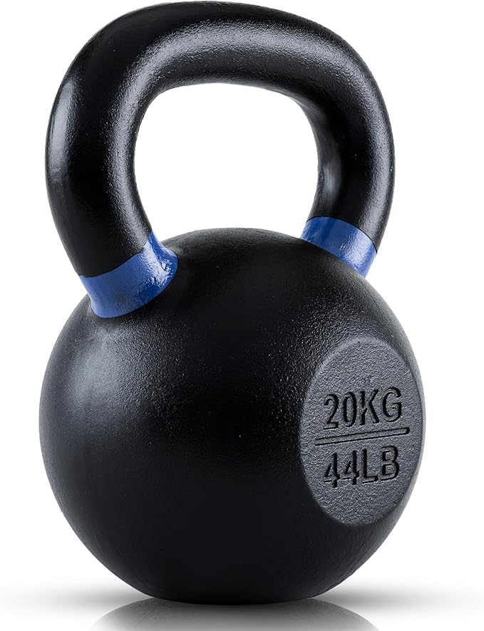 Single Cast Iron Kettlebell | Powder Coated - Wide Handle Weights for Core & Glute Workouts; Swings, Squats, Deadlifts; Strength, Endurance & Flexibility for Men & Women