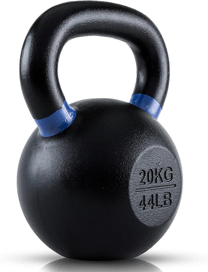 Single Cast Iron Kettlebell | Powder Coated - Wide Handle Weights for Core & Glute Workouts; Swings, Squats, Deadlifts; Strength, Endurance & Flexibility for Men & Women