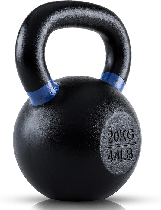 Single Cast Iron Kettlebell | Powder Coated - Wide Handle Weights for Core & Glute Workouts; Swings, Squats, Deadlifts; Strength, Endurance & Flexibility for Men & Women