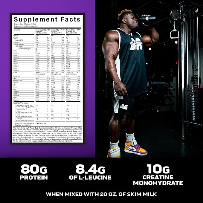 Muscletech High-Protein Mass Gainer (Vanilla Milkshake, 6LB) - Mass Tech Extreme 2000 Mass Gainer Protein Powder Supplement - Weight Gainer for Increase Muscle & Enhanced Recovery - Packaging May Vary
