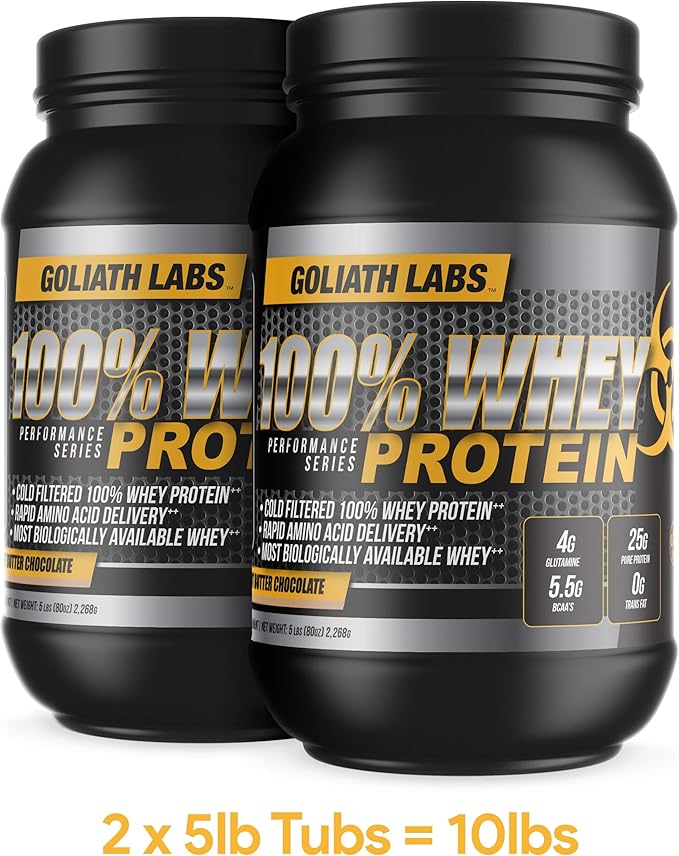 Goliath Labs 100% Whey Protein Powder Isolate ??Fast-Absorbing Workout Supplement for Men & Women ??25g Protein, 5.5g BCAAs??Lean Muscle Growth & Recovery ??5 lbs/68 Servings (Peanut Butter Chocolate)