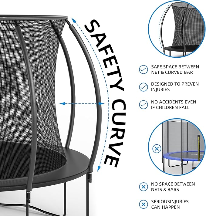 Trampoline 12FT 14FT Enclosure Net Outdoor Jump for Kids and Adults Round ASTM Approved 400/450LBS Weight Capacity