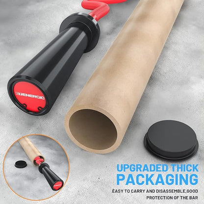 47" Olympic EZ Curl Bar 500-lbs Capacity Steel Barbell Suitable for 2" Weight Plates, 2-Inch Curl Bar for Weight Lifting,Hip Thrusts,Squat,Biceps-Home Gym Weight Bar