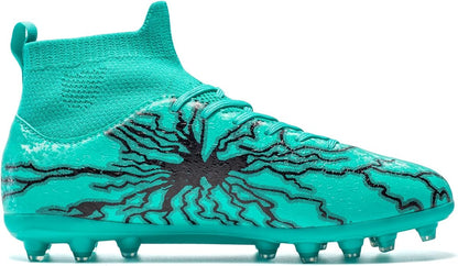 Kids Soccer Cleats Boys Girls Training Football Cleats Youth High-top Soccer Shoes for Little/Big Professional Athletic Outdoor Football Shoes